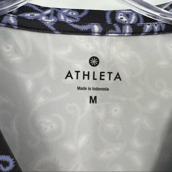 Athleta nectar faux wrap swim paisley black blue  short sleeve dress size M - Picture 8 of 10